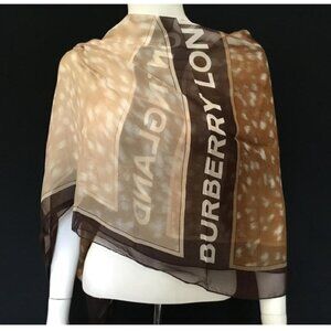 BURBERRY - Silk Chiffon Stole - 200 x 100 cm Brown. NWT